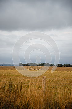 Vertical shot of the iconic monument Stonehenge, Salisbury Plain, UK, a wonder of the ancient world