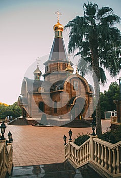 Vertical shot of the Iglesia Ortodoxa Rusa San Miguel Arcangel in Alicante, Valencia, Spain photo