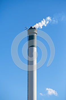 Vertical shot of Industrial smokestack of a power plant