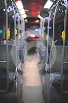Vertical shot of the inside of a public transport bus