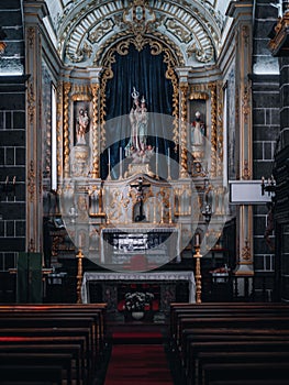 Vertical shot of the interior of a church in Lagoa, Sao Miguel, Acores, Portugal photo