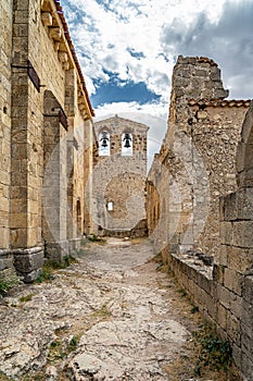Vertical shot of the interior of the ruins of Ermita de San Frutos chapel in Segovia, Spain photo