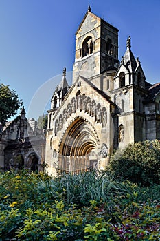 Vertical shot of Jaki Chapel - located in Vajdahunyad Castle, Budapest, Hungary