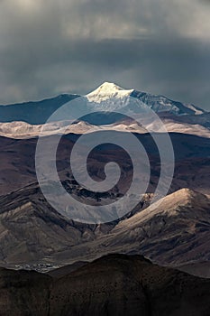 Vertical shot of the Kunlun Mountain in Xigaze Everest National Park, Tibet, China