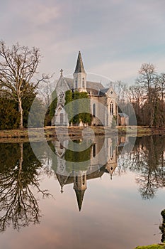 Vertical shot of the La Ferte-Saint-Aubin. Centre-Val de Loire, France photo