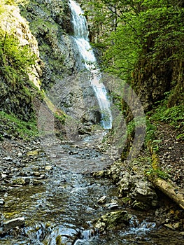 Vertical shot of the Lesserner Wasserfall in the Styrian municipality of Purgg-Trautenfels, Austria