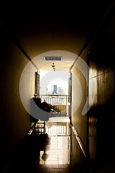 Vertical shot of a living complex with a balcony