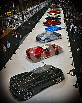 Vertical shot of a lot of supercars at the Royal Exhibition Building, Melbourne, Australia