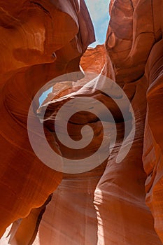 Vertical shot of the Lower Antelope Canyon in Lechee, Arizona, United States. photo