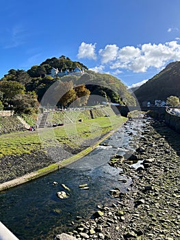 Vertical shot of the Lynton & Lynmouth (Little Switzerland) harbor in England