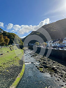 Vertical shot of the Lynton & Lynmouth (Little Switzerland) harbor in England