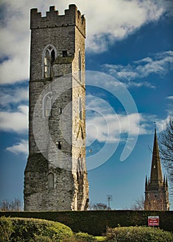 Vertical shot of the Magdalene Tower on a sunny day in Drogheda