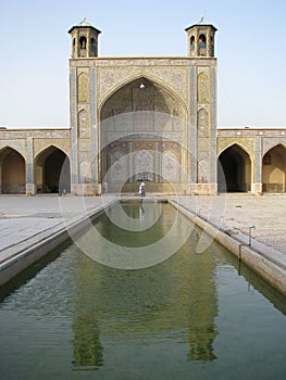 Vertical shot of the magnificent Nasir al-Mulk Mosque captured in Shiraz, Iran