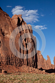 Vertical shot of the massive rocks in Monument Valley Navajo Tribal Park, Arizona, USA.