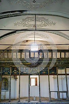 Vertical shot of the mezzanine at Saint Demetrius Church in Sirince, Izmir, Turkey