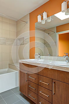 Vertical shot of modern bathroom