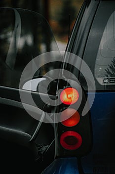 Vertical shot of a modern car backlights