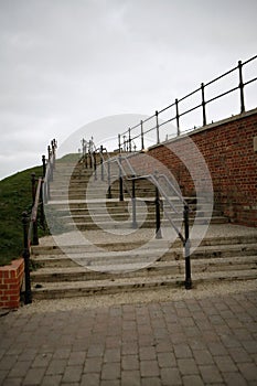 Vertical shot of a modern urban outdoor stairs