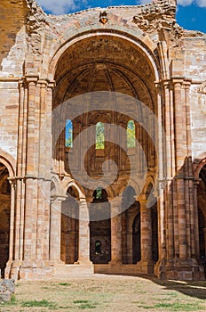 Vertical shot of the Monasterio Santa Maria de Moreruela in Granja de Moreruela Zamora Spain photo