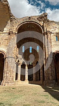 Vertical shot of the Monasterio Santa Maria de Moreruela in Granja de Moreruela Zamora Spain photo
