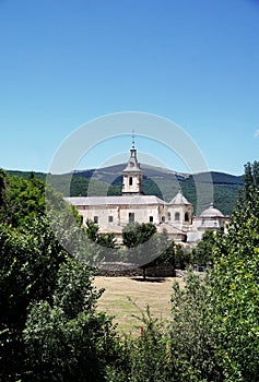 Vertical shot of monastery of El Paular RascafrÃÂ­a in Spain photo