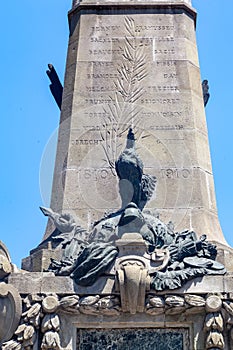 Vertical shot of a monument in front of the Bellas Artes museum in Santiago do Chile