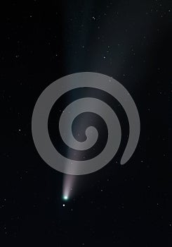 Vertical shot of the NEOWISE comet sky in the dark sky