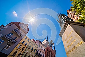 Vertical shot of Nicolaus Copernicus Statue in Torun, Poland