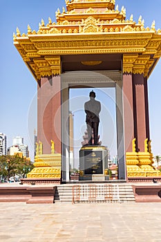 Vertical shot of the Norodom Sihanouk Memorial, a monument of the King Father in Phnom Penh Cambodia