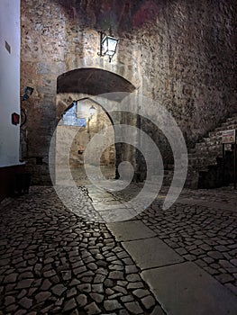 Vertical shot of the old historical landscapes of Obidos town, Portugal