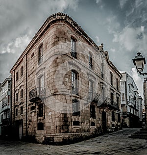 Vertical shot of the old house of the Franco family in Coruna, Galicia, Spain photo