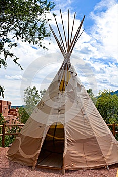 Vertical shot of an old Indian tent-tipi