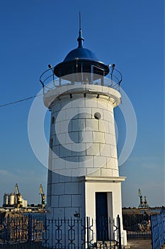 Vertical shot of the old lighthouse on the seafront of Mangalia, Romania