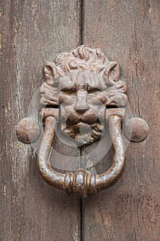 Vertical shot an old metal door knocker