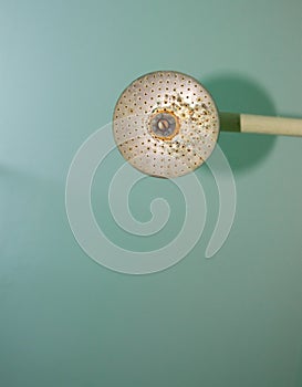 Vertical shot of an old shower head