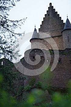 Vertical shot of the old Vianden Castle in Luxembourg