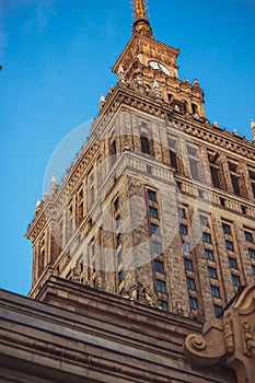 Vertical shot of a Palace of Culture and Science in Warsaw, Poland