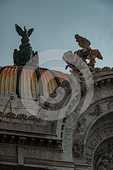 Vertical shot of the Palace of Fine Arts, Mexico City