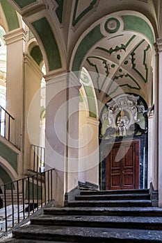 Vertical shot of Palazzo dello Spagnolo in Rione Sanita, Naples, Italy photo