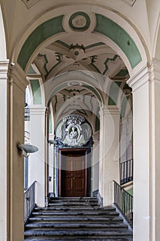 Vertical shot of Palazzo dello Spagnolo in Rione Sanita, Naples, Italy photo