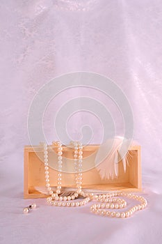 Vertical Shot of Pearls and Box