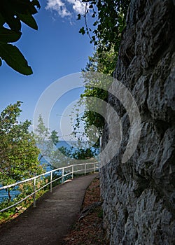 Vertical shot of a road to the beach in Moscenicka Draga, Croatia