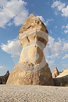 Vertical shot of a rock formation in Rose valley Capadoccia, Goreme, Turkey