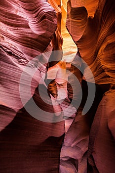 Vertical shot of rock formations in the Antelope Slot Canyon, Arizona