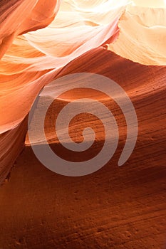 Vertical shot of rock formations in the Antelope Slot Canyon, Arizona