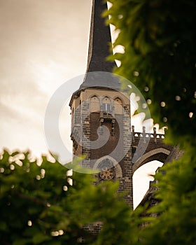 Vertical shot of the Saint Jakob Evangelical church in Kothen, Germany
