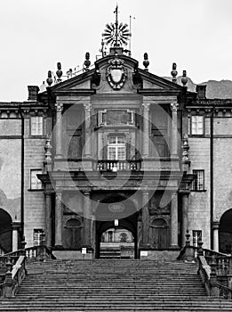 Vertical shot of the Sanctuary of Oropa