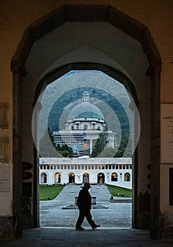 Vertical shot of Santuario di Oropa the roman catholic buildings and structures in the municipality