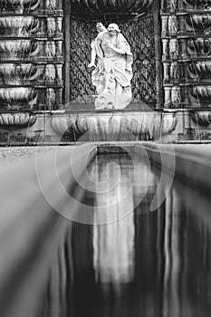 Vertical shot of a sculpture in Het Loo Palace in Apeldoorn, Netherlands