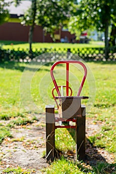 Vertical shot of a See-Saw Rotator in the playground